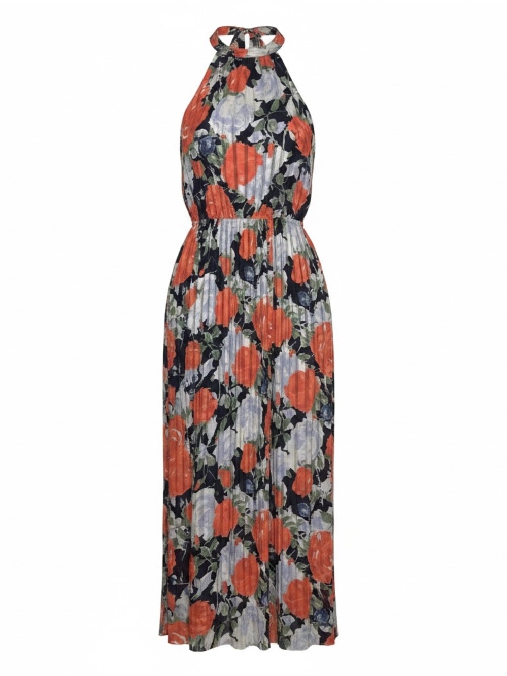 ABS Collection blue floral halter maxi dress MEDIUM - NWT